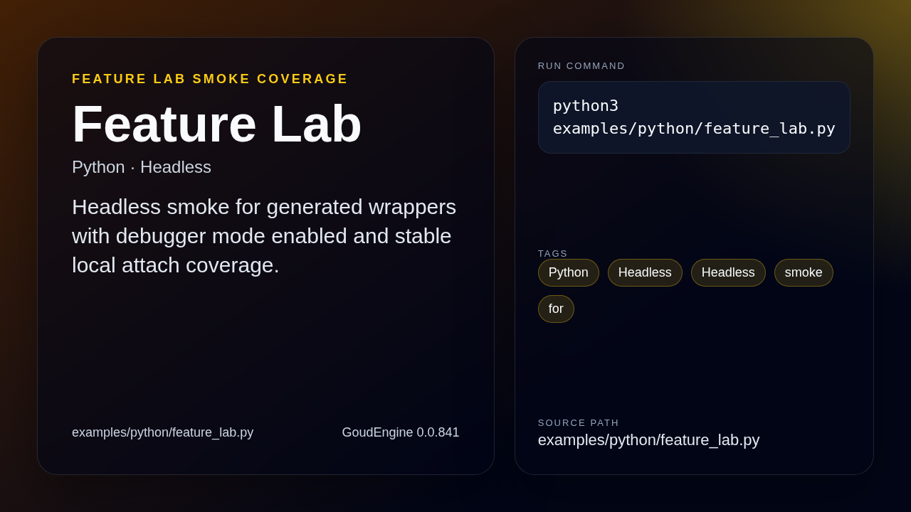 Feature Lab Python headless preview