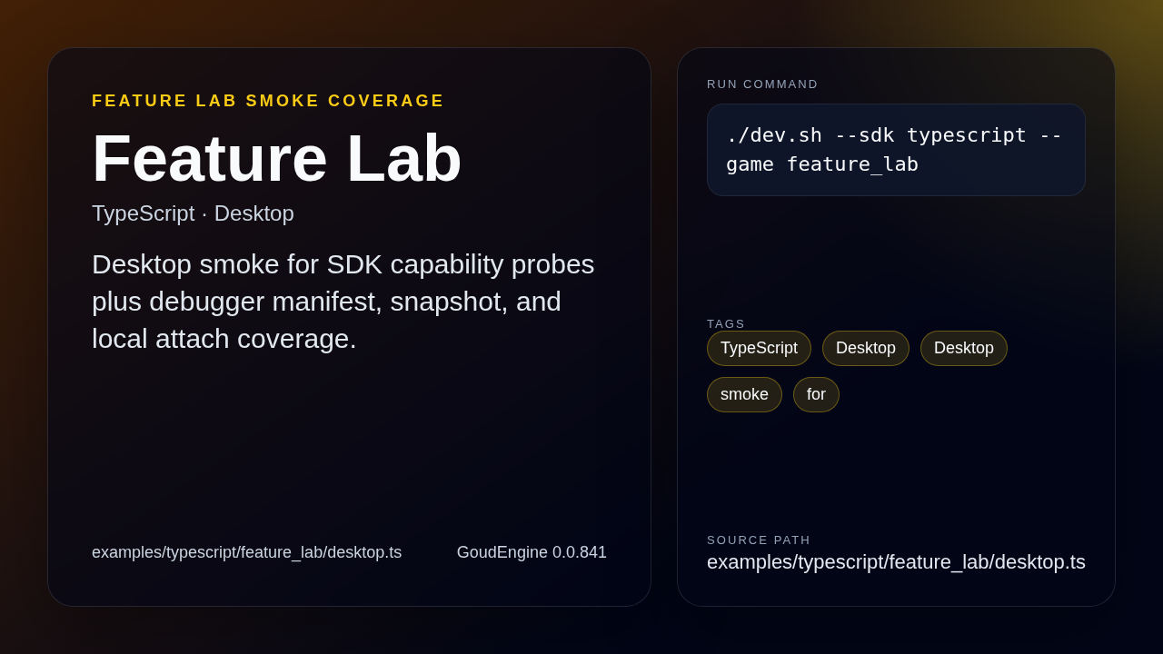 Feature Lab TypeScript desktop preview