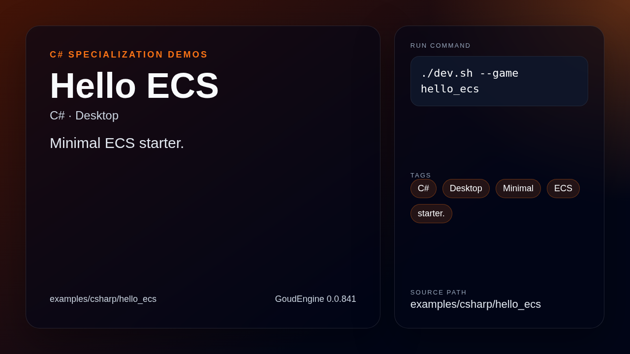 Hello ECS C# desktop preview
